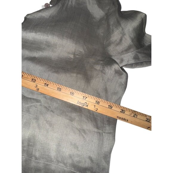 Lafayette 148 New York Womens Long Button-Up Shirt P Taupe Ramie/Tencel - Picture 6 of 7